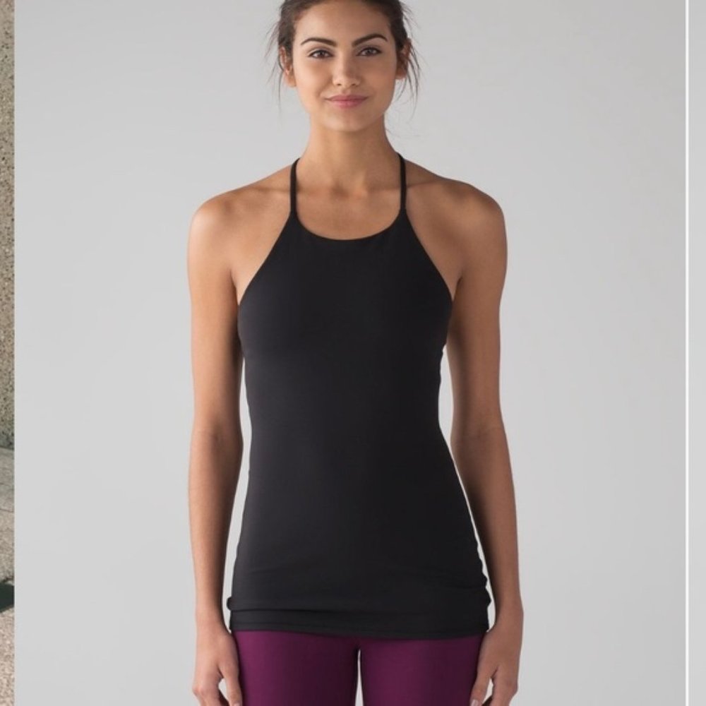 Lululemon Black Sunsetter High Neck Y Tank Top